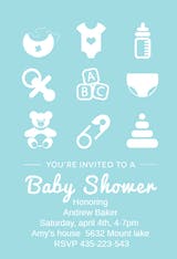 Blue Baby Tems - Baby Shower Invitation